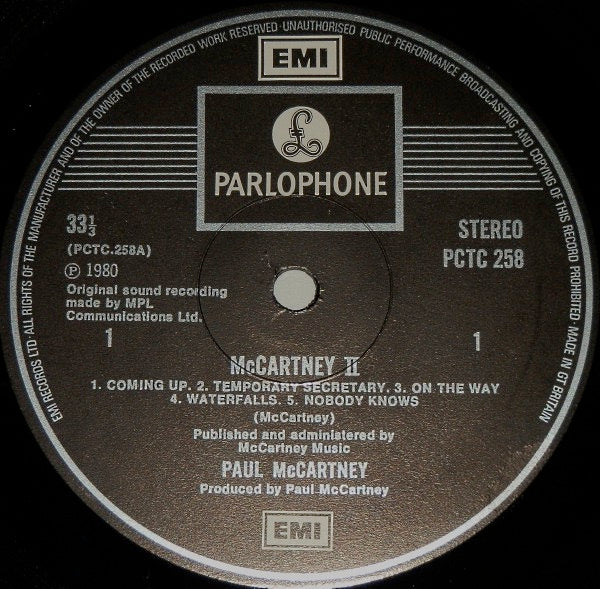 Image of Label Cover of LP - VG/VG - PAUL MCCARTNEY, McCartney II (MPL; PCTC 258, UK 1980, Gatefold, Inner, Stamped Matrix - A-2U/B2-U), Strong VG,  - 1626252E