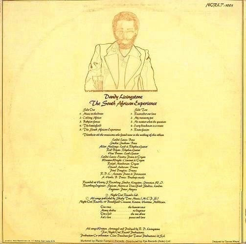Image of Back Cover of LP - VG/VG - DANDY LIVINGSTONE, The South African Experience (Night Owl; NORLP 1001 , UK 1978, Laminated Front Sleeve), Sleeve is a little sunbleached at base and has some light shelf wear. Disc is a strong VG - just a few light marks.,  - 4016587C