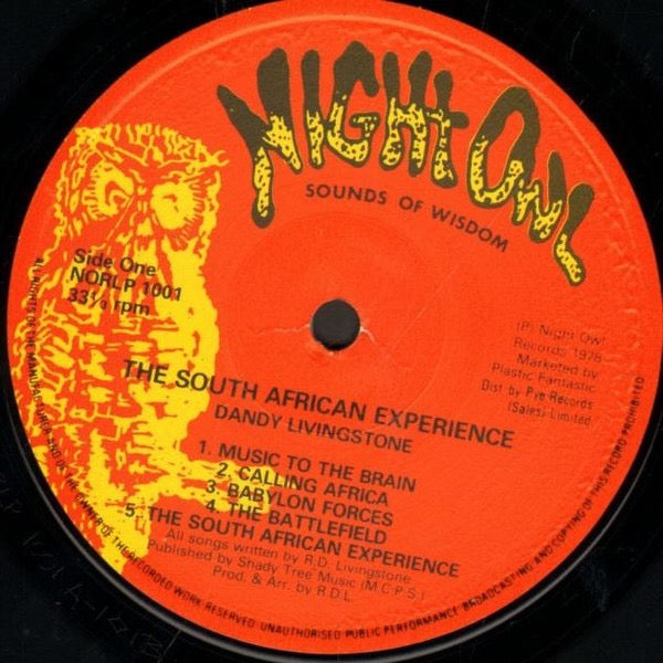 Image of Label Cover of LP - VG/VG - DANDY LIVINGSTONE, The South African Experience (Night Owl; NORLP 1001 , UK 1978, Laminated Front Sleeve), Sleeve is a little sunbleached at base and has some light shelf wear. Disc is a strong VG - just a few light marks.,  - 4016587C
