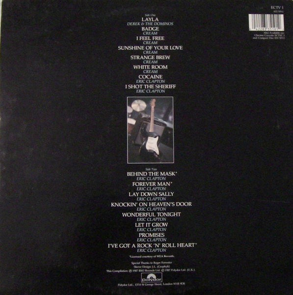 Image of Back Cover of LP - VG+/VG+ - ERIC CLAPTON, The Cream Of  (Polydor; ECTV 1, UK 1987, Gatefold, Black Inner, All Rights Text Written Clockwise), ,  - 2126030E