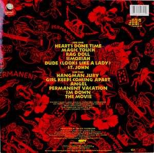 Image of Back Cover of LP - VG/VG - AEROSMITH, Permanent Vacation (Geffen Records; WX 126, Europe 1987, Inner, JK Runouts), A few light hairlines only. Edgewear.,  - 4326048E
