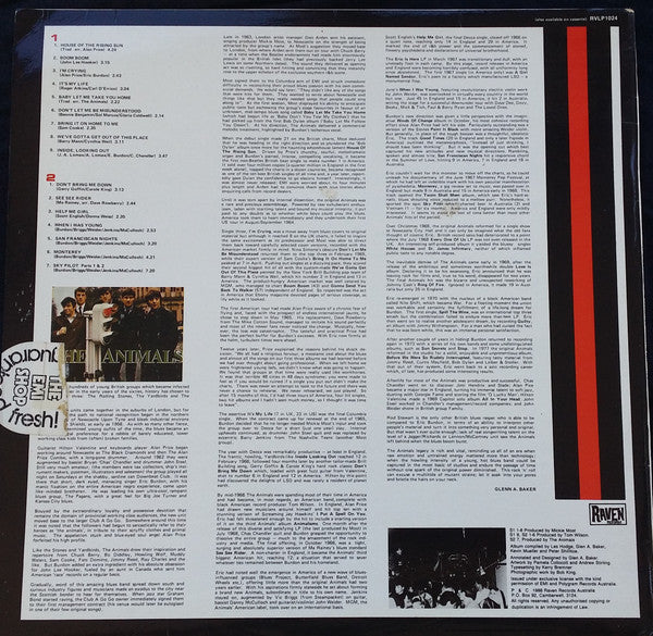 Image of Back Cover of LP - VG/VG - THE ANIMALS, The Most Of The Animals (Raven Records; RVLP 1024, Australia 1988 Reissue), ,  - 2216071C