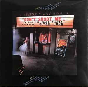 Image of Back Cover of LP - VG/VG - ELTON JOHN, Don't Shoot Me I'm Only The Piano Player (DJM Records; DJLPH 427, UK 1973, Gatefold, Stapled-In Booklet, Outside laminated, textured paper booklet), Hairlines on record.  Booklet working loose on one stable, ring wear and laminate creasing. ,  - 2226387E