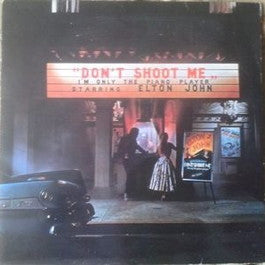 Image of Front Cover of LP - VG/VG - ELTON JOHN, Don't Shoot Me I'm Only The Piano Player (DJM Records; DJLPH 427, UK 1973, Gatefold, Stapled-In Booklet, Outside laminated, textured paper booklet), Hairlines on record.  Booklet working loose on one stable, ring wear and laminate creasing. ,  - 2226387E