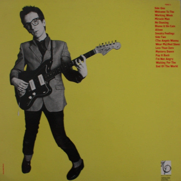 Image of Back Cover of LP - VG+/VG+ - ELVIS COSTELLO, My Aim Is True (IMP Records; FIEND 13, UK 1986 Reissue, Yellow Back Cover), ,  - 2526047E