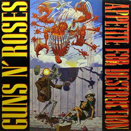 Image of Front Cover of LP - VG/G+ - GUNS N' ROSES, Appetite For Destruction (Geffen Records; 924 148-1, Europe 1987, Withdrawn Sleeve, Inner, NOT Stickered, Stereo, Uncensored Cover, 1st Pressing), On The Cusp Of Being A VG,  - 3446198S