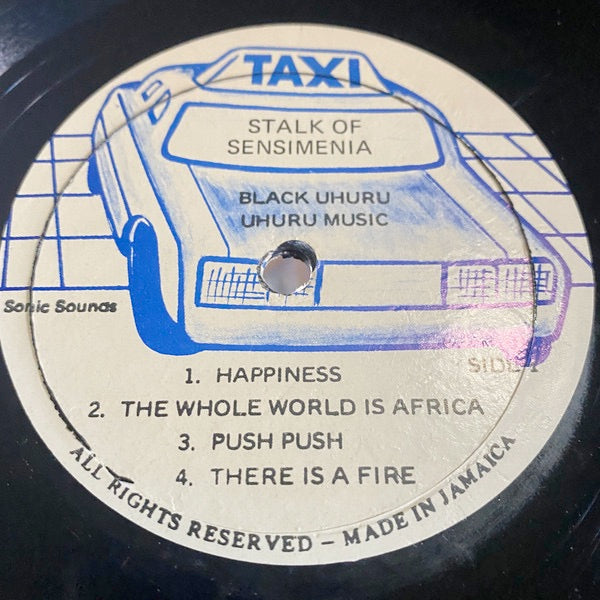 Image of Label Cover of LP - VG+/VG+ - BLACK UHURU, Stalk Of Sensimenia (Taxi; , Jamaica 1980), Light smudges from press, shiny disc. Light wear on sleeve, looks great.,  - 3716341C