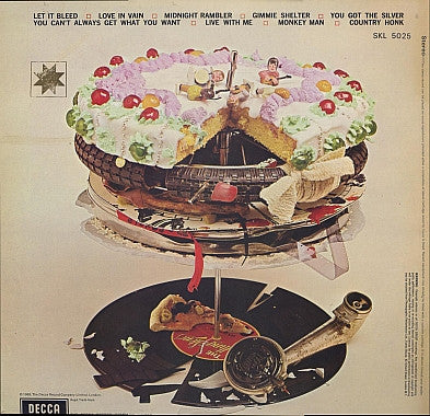 Image of Back Cover of 5114414C: LP - THE ROLLING STONES, Let It Bleed (Decca Blue Boxed; SKL5025, UK 1980s Reissue, No Poster, Stereo, "ffss" Pressing) Strong VG, Some hairlines only, Sleeve has a light crease  VG/VG