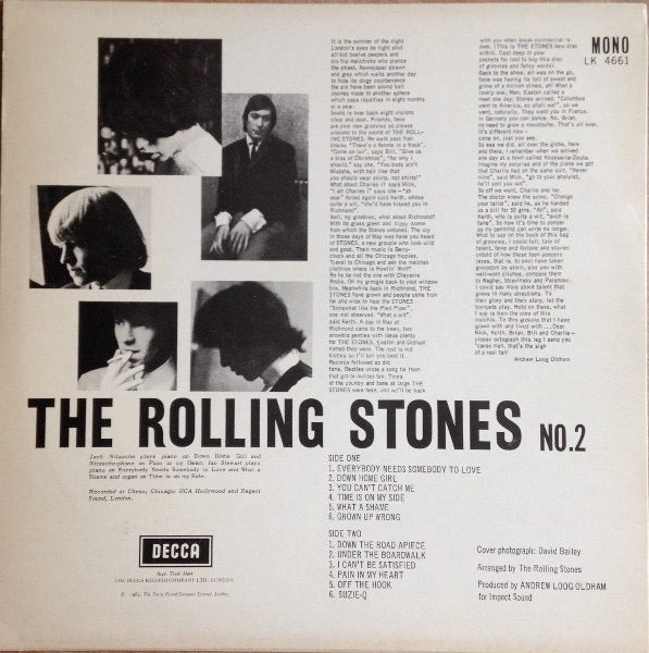 Image of Back Cover of LP - VG+/VG+ - THE ROLLING STONES, No 2 (Decca Red Boxed; LK 4661, UK 1982 Reissue, Non Flipback, Mono, Unboxed BIEM NCB), Strong VG+,  - 3026126E