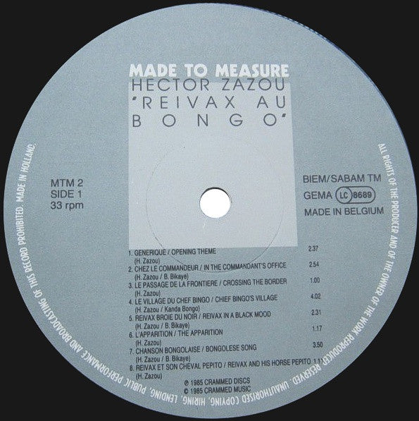 Image of Label Cover of 0426300E: LP - HECTOR ZAZOU, Reivax Au Bongo - Made to Measure 2 (Crammed Discs; MTM 2LP, Belgium 1985)   VG/VG