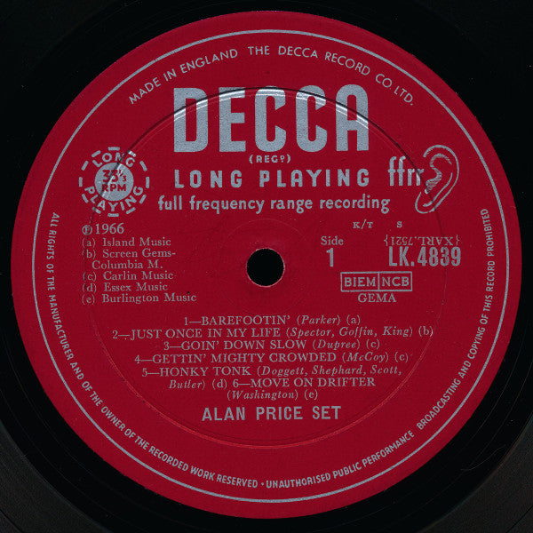 Image of Label Cover of LP - VG/VG - ALAN PRICE SET, The Price to Pay (Decca Red Unboxed; LK4839, UK 1966, Laminated Sleeve, Mono), ,  - 4226192E