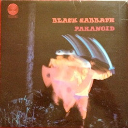 Image of Front Cover of 1914350C: LP - BLACK SABBATH, Paranoid (Vertigo Spiral - VERTIGO Text Above Spindle Hole. P1970 below 33 1/3; 6360011, UK 1971 Reissue, Laminated Gatefold Sleeve, Inner, WITHOUT the credits mentioning ''Management / Jim Simpson, Big Bear, Birmingham'' ) Light marks only.  Sleeve in good shape, slight damage in top right. Includes Vertigo swirl inner  VG/G+