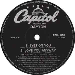 Image of Label Cover of 12" - VG/VG+ - DAYTON, The Sound Of Music (Capitol; 12CL 318, UK 1983, Die Cut Company Sleeve), , A The Sound Of MusicB1 Eyes On YouB2 Love You Anyway - 4046076S