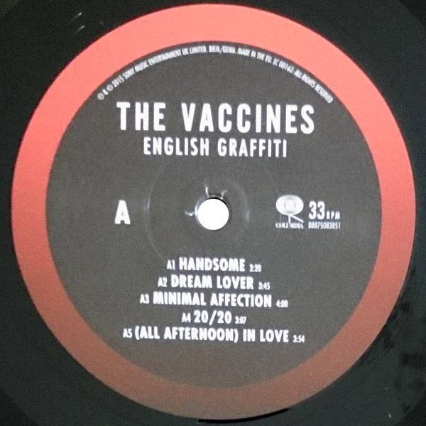 Image of Label Cover of 2xLP - EX/VG+ - THE VACCINES, English Graffiti (Columbia; 88875083861, Europe 2015, Numbered Gatefold, 4 Inserts, Limited Edition Black & Red Vinyl With CD), Limited edition no. 3177. Still in opened shrinkwrap with hype sticker.,  - 3016168C