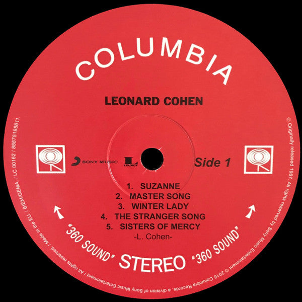 Image of Label Cover of LP - NEW/NEW - LEONARD COHEN, The Songs Of Leonard Cohen (Legacy Vinyl; 88875195611, Europe 2016 Reissue, Insert), ,  - 2156138S