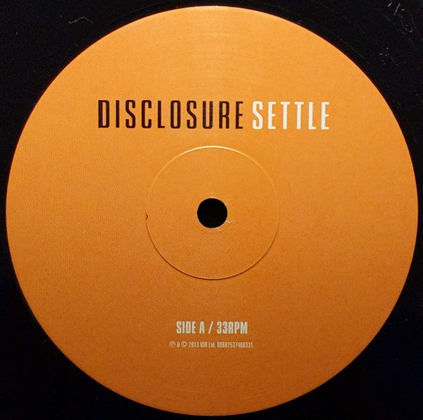 Image of Label Cover of 2xLP - VG/G+ - DISCLOSURE, Settle (Island; 00602537394883, UK 2013, Gatefold, 2 Inners), large but light scuffs on both discs. opened shrink w/ hype sticker - printed inners,  - 3746035S