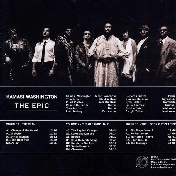 Image of Back Cover of 3xLP - VG+/EX - KAMASI WASHINGTON, The Epic (Brainfeeder; BF050, Europe 2015, Box Set, 3 Inner + 2 Inserts, 180 Gram Vinyl), Excellent condition, but only plain inners and no posters,  - 2326026E