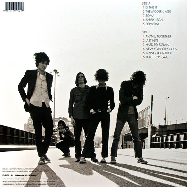 Image of Back Cover of LP - EX/EX - THE STROKES, Is This It (Music On Vinyl; MOVLP085, Europe 2012 Reissue, Glossy Sleeve, 180 Gram Vinyl), NO stickered plastic sleeve.,  - 0816438C