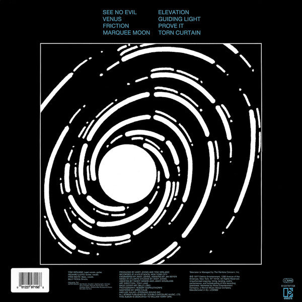 Image of Back Cover of LP - VG/VG - TELEVISION, Marquee Moon (Rhino; 8122797158, Europe 2012 Reissue, Inner, 180 Gram Vinyl), Inner And Spine Split,  - 3926224E