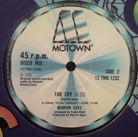 Image of Back Cover of 12" - G+/VG - MARVIN GAYE, Heavy Love Affair / Far Cry (Motown; 12 TMG 1232, UK 1981, Company Sleeve), Light marks across each side of disc,,  - 2446251S
