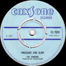 Image of Front Cover of 3325126E: 7" - THE TENNORS / SOUL BROTHERS, Pressure And Slide / One Stop (Coxsone Records; CS 7024, UK 1967, Plain Sleeve, 4-Prong centre) Lots of marks. Plays with light background clicks. SWOL.  /G