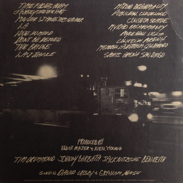 Image of Back Cover of LP - VG/VG+ - NEIL YOUNG, Time Fades Away (Reprise Tan with Orange Logo & Steamboat, No Stereo On Labels; MS 2151, US 1973, Top Opening Sleeve With Black Inside, Insert, Terre Haute Pressing), Clean glossy disc, Intact insert, Strong VG sleeve, Just a few edge pinches. ,  - 2616102C