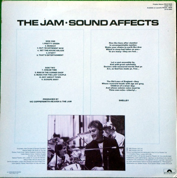 Image of Back Cover of LP - VG+/VG - THE JAM, Sound Affects (Polydor Metallic Blue Label; POLD5035, UK 1980, Inner, French Pressing For The UK market), ,  - 3526099E
