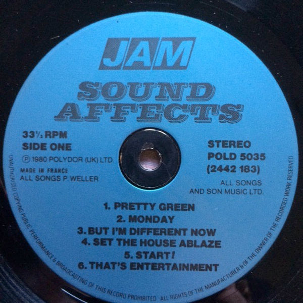 Image of Label Cover of LP - VG+/VG - THE JAM, Sound Affects (Polydor Metallic Blue Label; POLD5035, UK 1980, Inner, French Pressing For The UK market), ,  - 3526099E