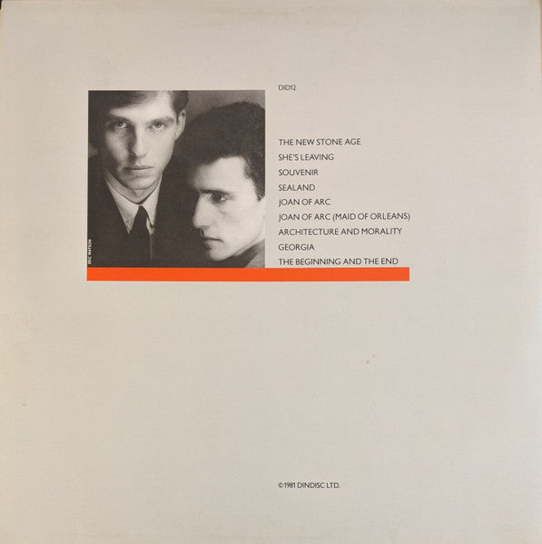 Image of Back Cover of 4824064E: LP - ORCHESTRAL MANOEUVRES IN THE DARK - OMD, Architecture and Morality (Dindisc; DID12, UK 1981, Grey Die Cut Sleeve, Inner)   VG/VG