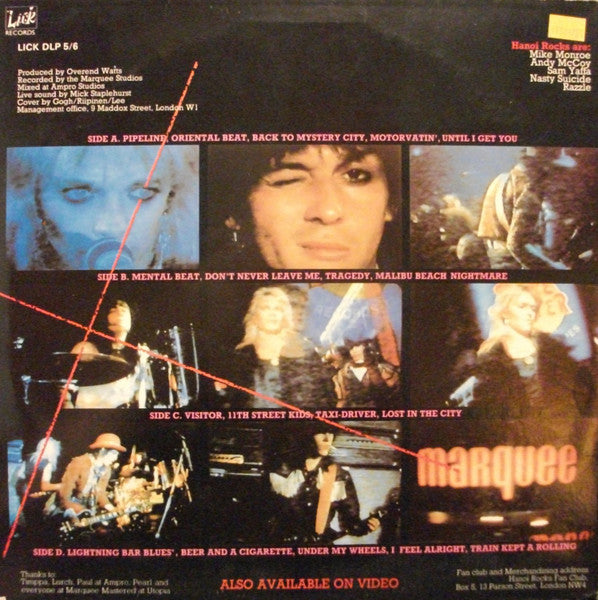 Image of Back Cover of 2xLP - VG/VG - HANOI ROCKS, All Those Wasted Years (Lick Records; LICK DLP 5/6, UK 1985), Light marks.,  - 3416432C