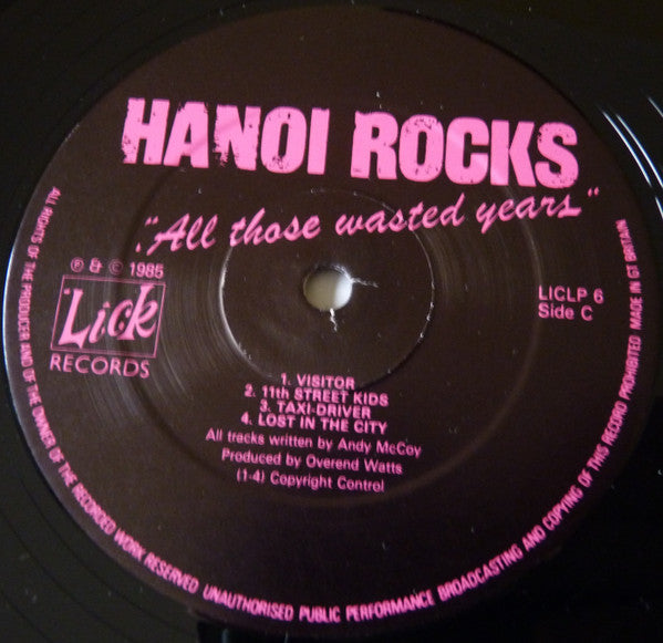 Image of Label Cover of 2xLP - VG/VG - HANOI ROCKS, All Those Wasted Years (Lick Records; LICK DLP 5/6, UK 1985), Light marks.,  - 3416432C