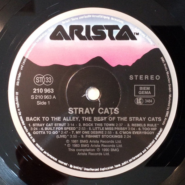 Image of Label Cover of LP - VG/VG - STRAY CATS, Back To The Alley - The Best Of The Stray Cats (Arista; 210 963, Europe 1990), ,  - 0626245E