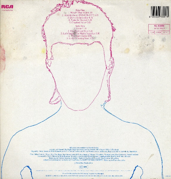 Image of Back Cover of LP - VG/VG - DAVID BOWIE, Aladdin Sane (RCA Black / Silver BIEM/GEMA box; NL 83890, Germany 1981 Reissue, Single Sleeve), Sticker Damage To Sleeve,  - 2116177C