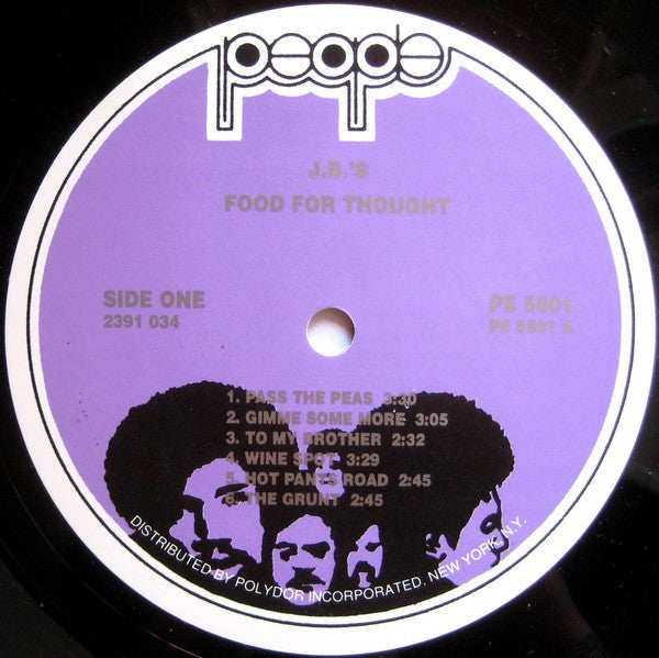 Image of Label Cover of LP - G+/VG - JB'S, Food for Thought (People; PE5601, US 1970s Reissue), Creasing, scuffs, and marks on sleeve. Light hairlines on disc.,  - 2846099S