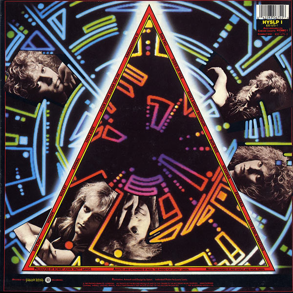 Image of Back Cover of 3614107C: LP - DEF LEPPARD, Hysteria (Bludgeon Riffola; HYSLP 1, UK 1987, Inner, Jack Adam Cut on A, Masterdisk on B) Fair few surface marks but plays with little surface noise and sounds punchy, Sleeve has heavy spine wear, edge pinches and wear to opening but is intact  G+/G+