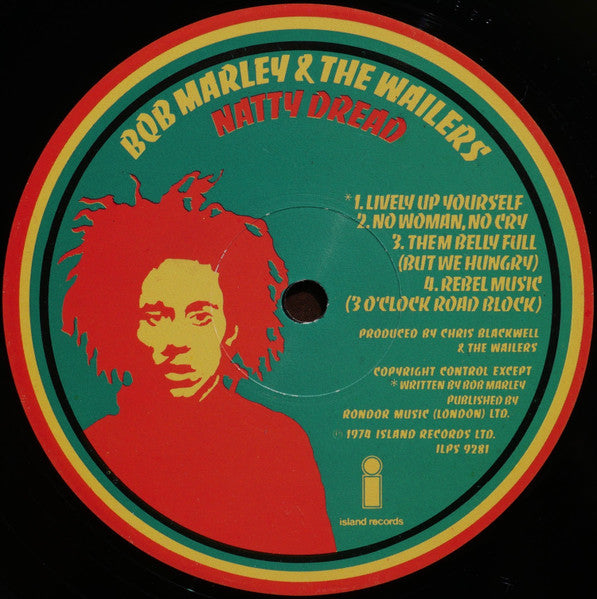 Image of Label Cover of LP - VG+/VG - BOB MARLEY AND THE WAILERS, Natty Dread (Island Records ; ILPS 9281, UK 1974, Inner With Cut Corners), Light marks only,  - 3716427C