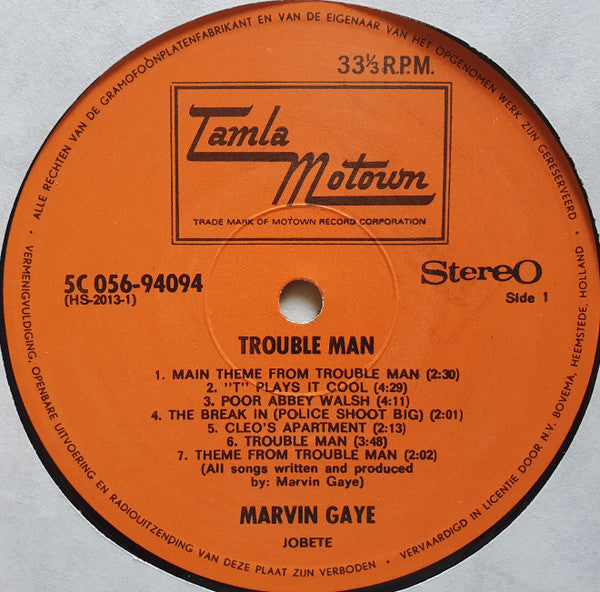 Image of Label Cover of LP - VG/VG - MARVIN GAYE, Trouble Man (Tamla Motown ; 5 C 056-94 094, Netherlands 1973), ,  - 3546138S