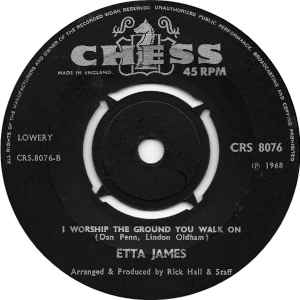 Image of Back Cover of 7" - G+/VG+ - ETTA JAMES, I Got You Babe / I Worship The Ground You Walk On (Chess; CRS 8076,  1968, Company Sleeve, 4 prong centre), Light marks. Wear to company sleeve with ringwear. Centre in tact.,  - 3256052S