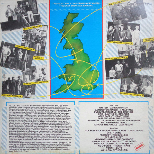 Image of Back Cover of LP - VG/VG+ - VARIOUS, Carry On Oi!! (Secret; SEC 2, UK 1981, Inner), ,  - 2846258S