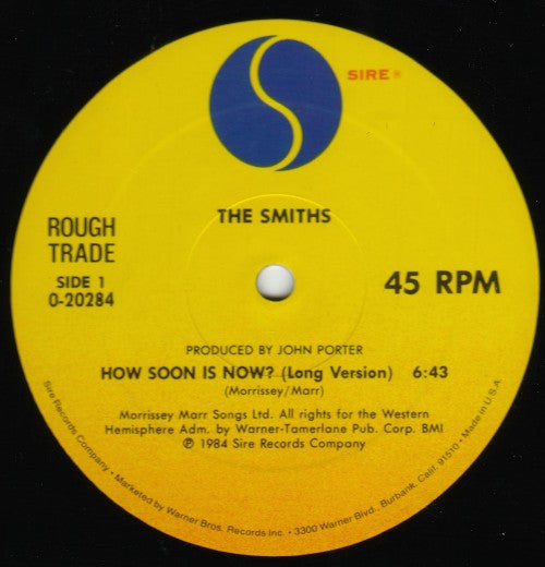 Image of Label Cover of 12" - VG/VG+ - THE SMITHS, How Soon Is Now? (Sire; 0-20284, US 1984), Edge Wear,  - 3446231S