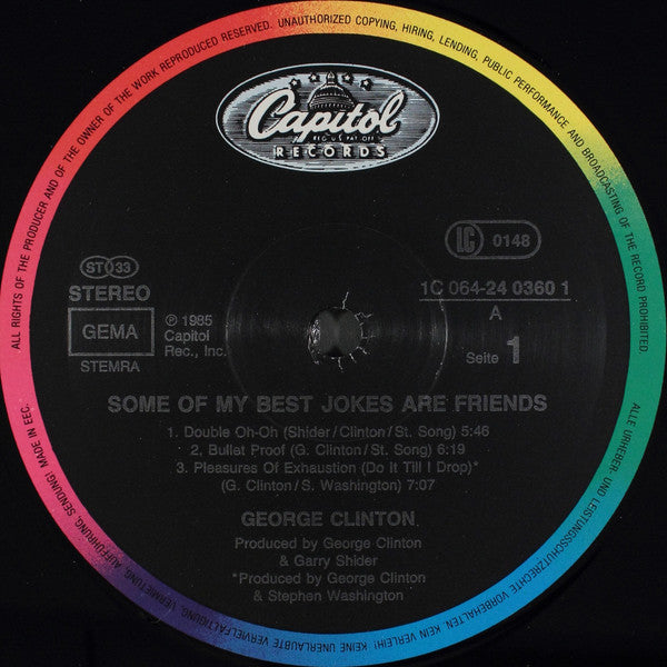 Image of Label Cover of LP - VG/VG+ - GEORGE CLINTON, Some Of My Best Jokes Are Friends (Capitol; 064-24 0360 1, Europe 1985), 2 or 3 light hairlines only. ,  - 3826031E