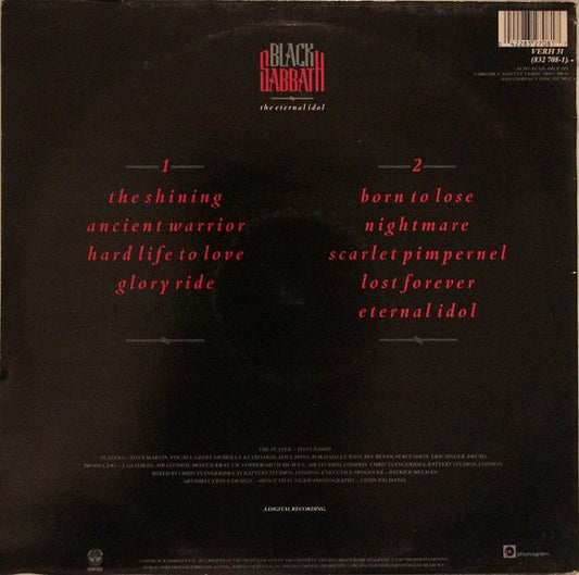 Image of Back Cover of LP - VG+/VG+ - BLACK SABBATH, The Eternal Idol (Vertigo; VERH 51, UK 1987, Inner), Clean Copy,  - 0816337C