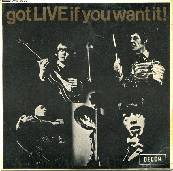 Image of Front Cover of 0455160S: 7" EP - THE ROLLING STONES, Got Live if You Want It (Decca Unboxed; DFE8620, UK 1965, Laminated Flipback Sleeve)   VG/VG