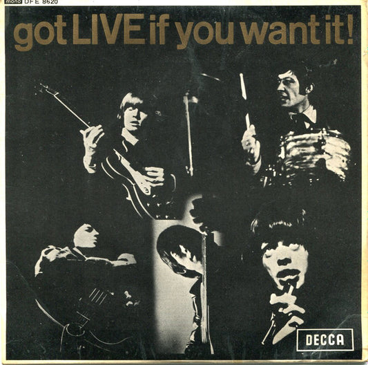 Image of Front Cover of 0455160S: 7" EP - THE ROLLING STONES, Got Live if You Want It (Decca Unboxed; DFE8620, UK 1965, Laminated Flipback Sleeve)   VG/VG