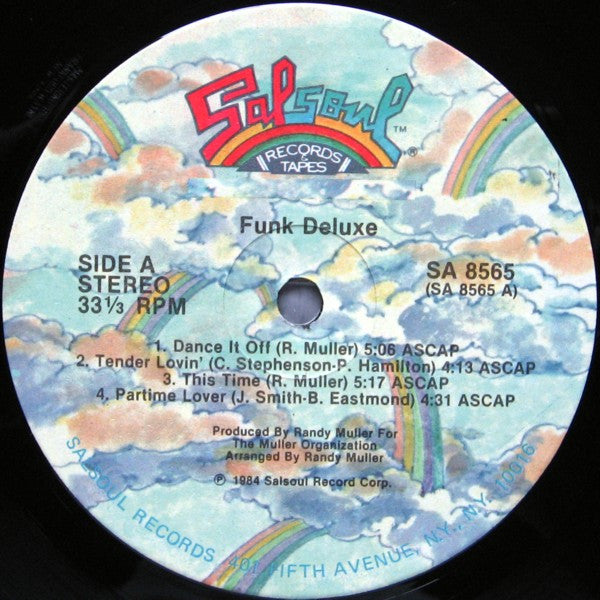 Image of Label Cover of 2324135E: LP - FUNK DELUXE, Funk Deluxe (Salsoul; SA8565, US 1984, Pasteback Sleeve) Corner damage, ringwear. Light marks and scuffs on record.   VG/G+