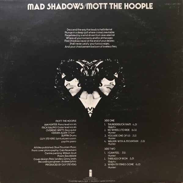 Image of Back Cover of LP - VG/VG - MOTT THE HOOPLE, Mad Shadows (Island Pink/i logo; ILPS9119, UK 1970, Gatefold), Company Inner,  - 3226117E