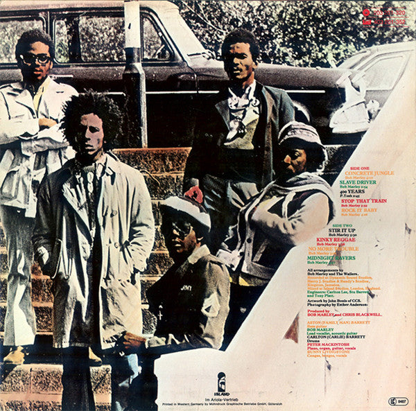 Image of Back Cover of C: LP - BOB MARLEY AND THE WAILERS, Catch A Fire (Island Records; 203 201, Germany 1980 Reissue, No Barcode, GEMA Rights box)   VG+/VG+