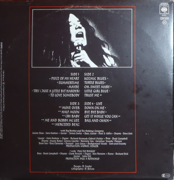 Image of Back Cover of 2xLP - VG/VG+ - JANIS JOPLIN, Anthology (CBS Red Labels; 22101, UK 1980s Reissue, Gatefold), Large "Nice Price" sticker on sleeve.,  - 2716179C