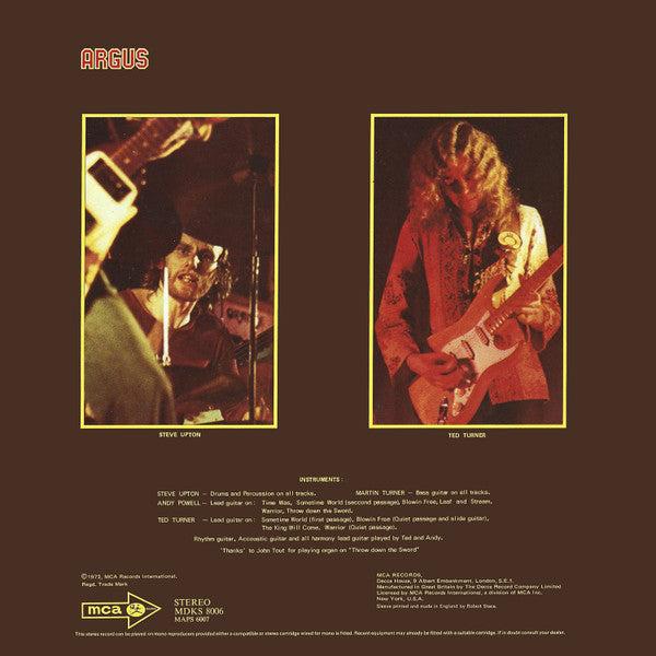 Image of Back Cover of 4624145E: LP - WISHBONE ASH, Argus (MCA Black & Blue Diamond Eye; MDKS 8006, UK 1972, Gatefold)   VG/G+