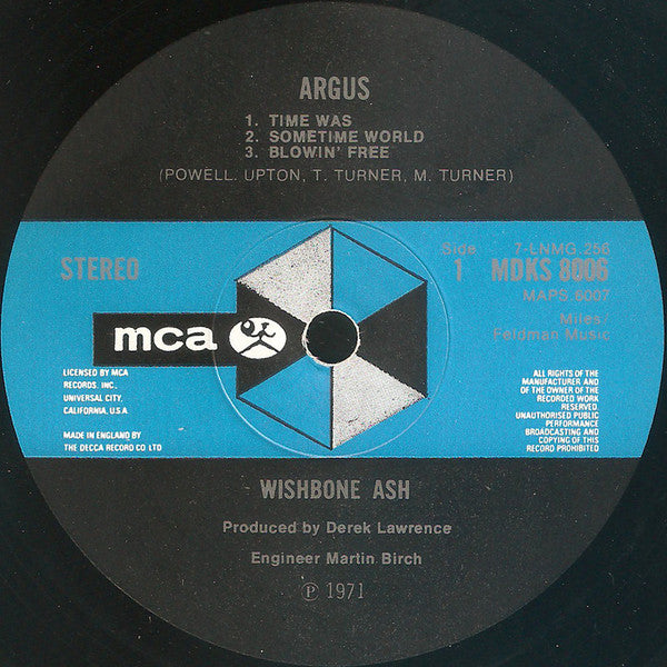 Image of Label Cover of 4624145E: LP - WISHBONE ASH, Argus (MCA Black & Blue Diamond Eye; MDKS 8006, UK 1972, Gatefold)   VG/G+